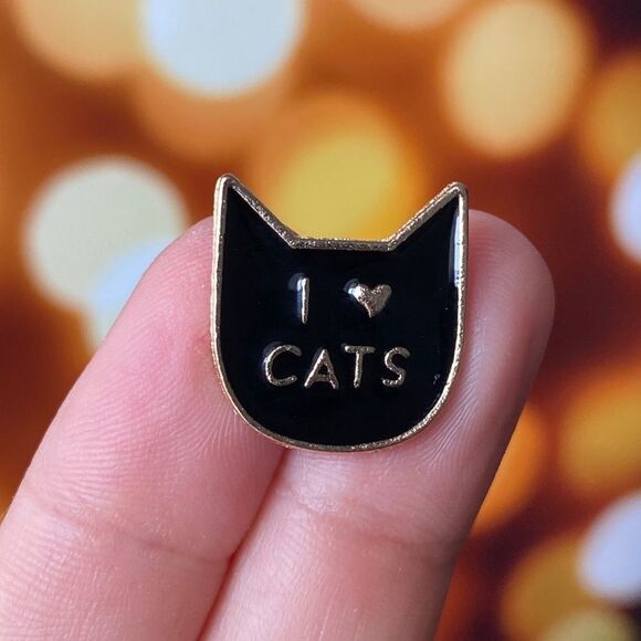 I Love Cats Black Small Enamel Pin/ Brooch Lapel - Picture 1 of 6